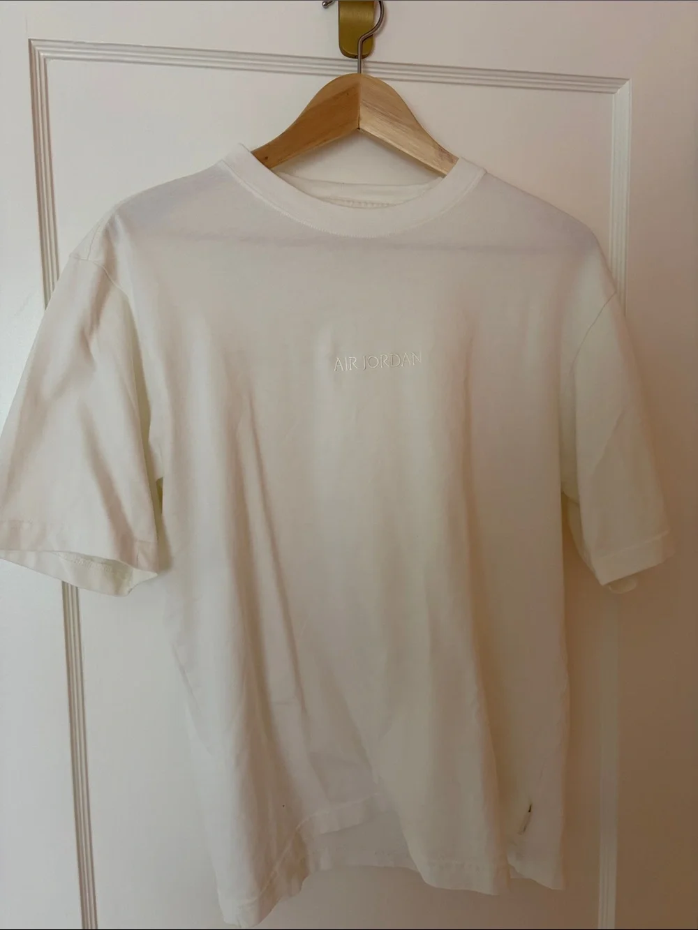 Jordan Cream Short Sleeve Crewneck T-Shirt with Subtle Logo